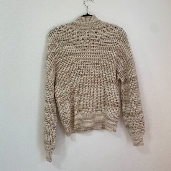 GAP Cotton Spacedye Mock Neck Chunky Sweater Neutral Beige - Picture 7 of 7